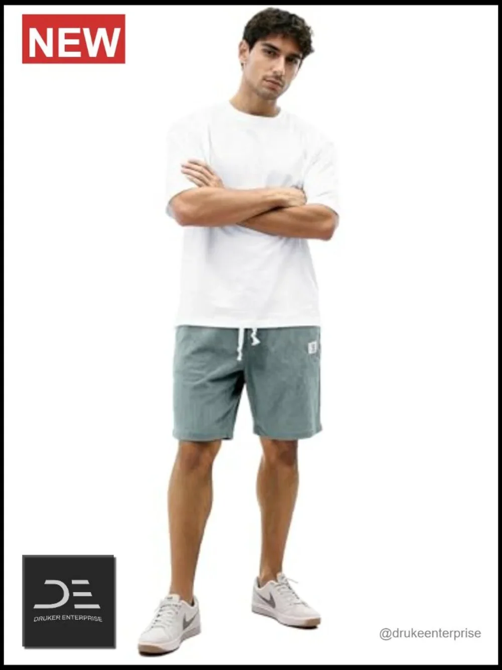 Mens Corduroy Shorts 7 Inch Elastic Waist Drawstring Casual Summer Beach Loose